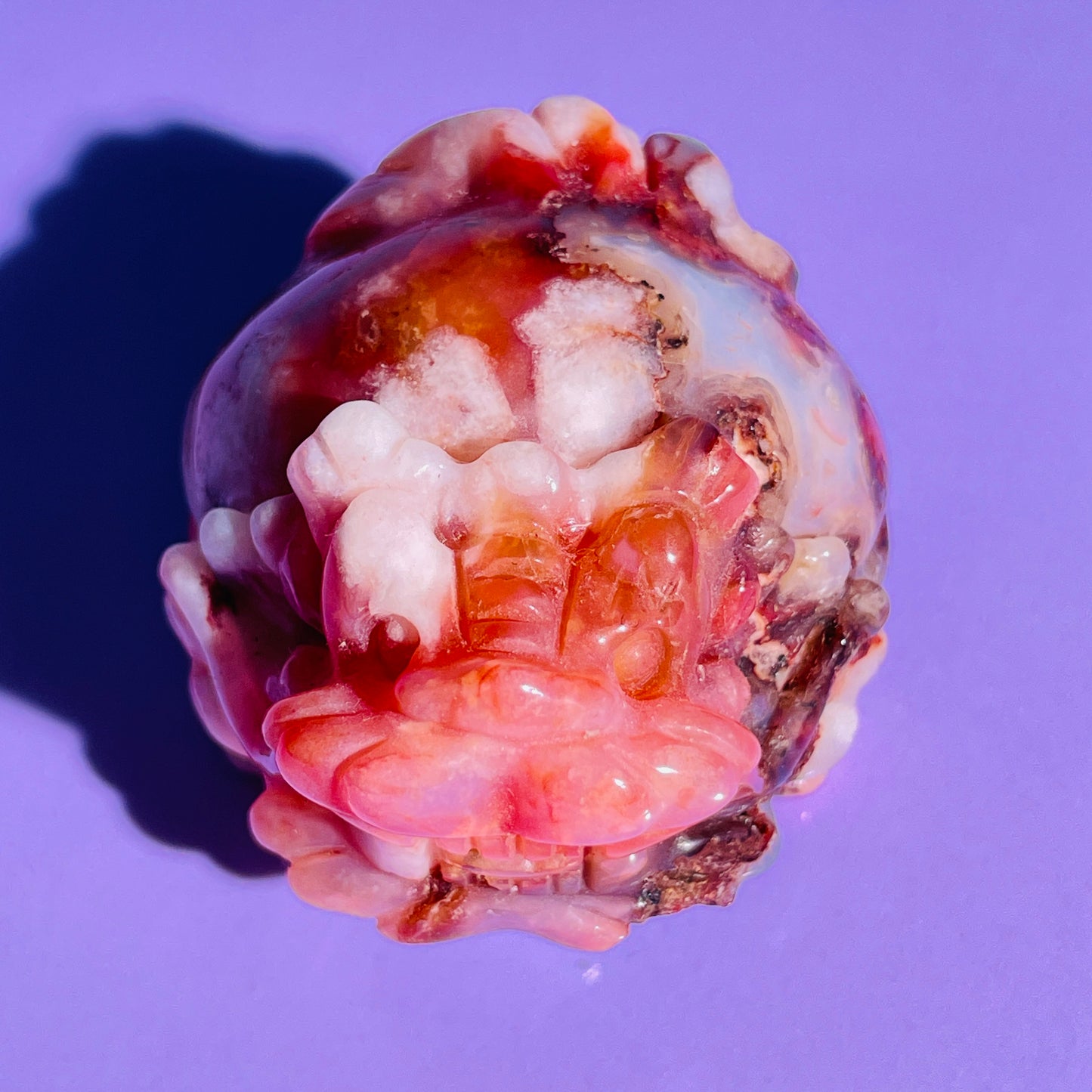 Red Flower Agate 'Pixiu' Dragon Small Carving