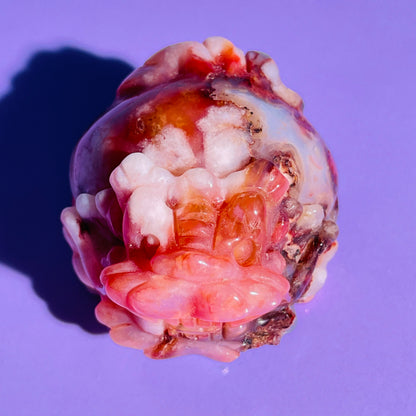 Red Flower Agate 'Pixiu' Dragon Small Carving