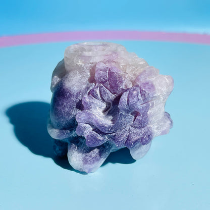 Purple Lepidolite Mica + Quartz 'Pixiu' Dragon with Coin Small Carving