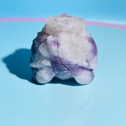 Purple Lepidolite Mica + Quartz 'Pixiu' Dragon with Coin Small Carving