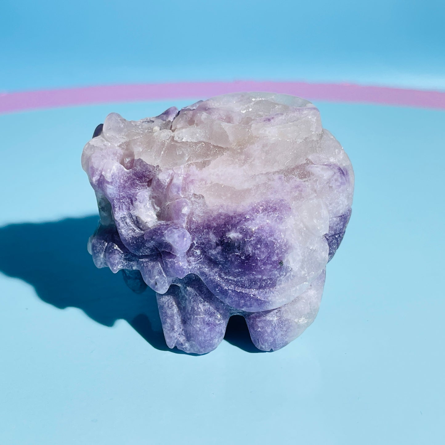 Purple Lepidolite Mica + Quartz 'Pixiu' Dragon with Coin Small Carving