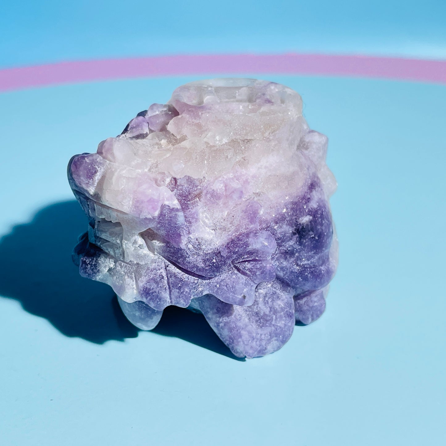 Purple Lepidolite Mica + Quartz 'Pixiu' Dragon with Coin Small Carving