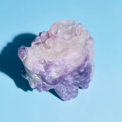 Purple Lepidolite Mica + Quartz 'Pixiu' Dragon with Coin Small Carving