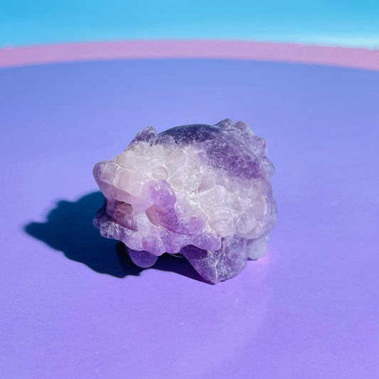 Purple Lepidolite Mica + Quartz 'Pixiu' Dragon Small Carving