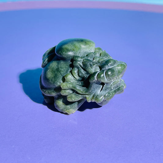 Green Jade 'Pixiu' Dragon with Loveheart Small Carving