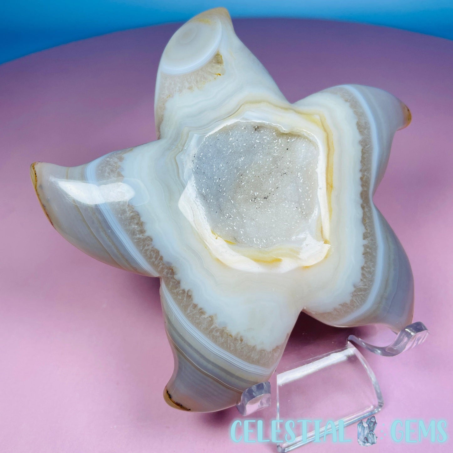 Druzy Agate Starfish Medium Carving