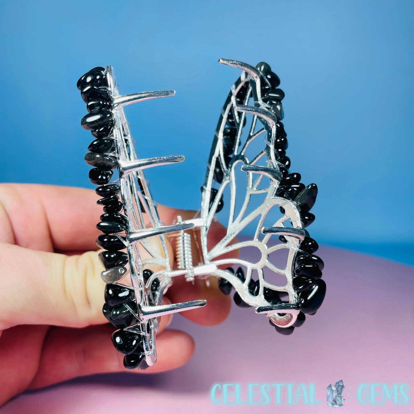 Obsidian Butterfly Hair Claw Clip