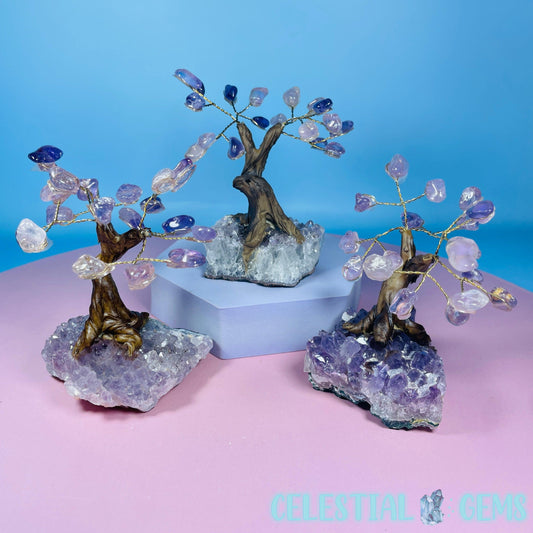 Amethyst Tumble Tree with Amethyst Cluster Base - Small