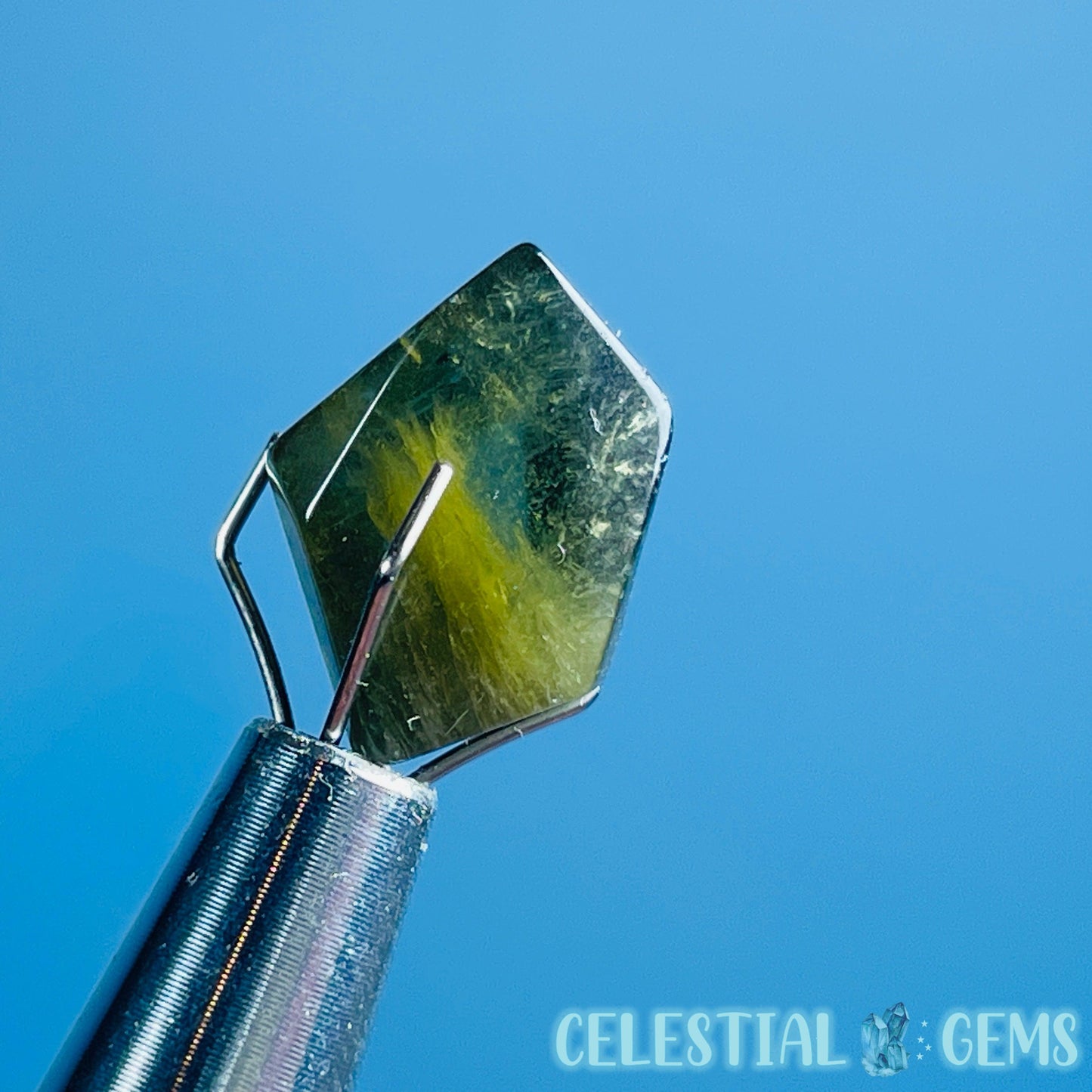 Green Verdilite Tourmaline Faceted Mini Gemstone in Specimen Pottle