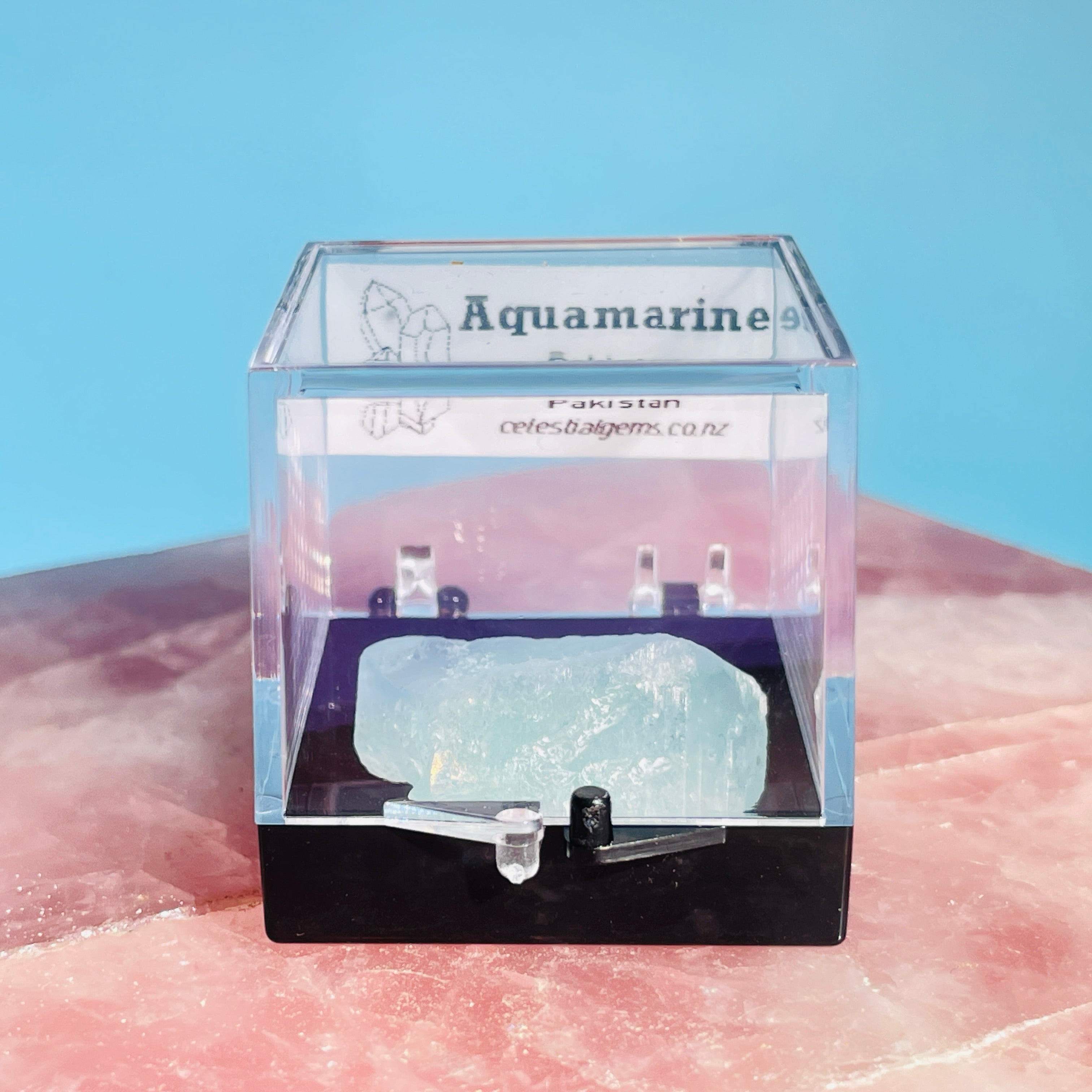 Aquamarine Beryl Terminated Crystal Thumbnail Specimen – Celestial Gems NZ