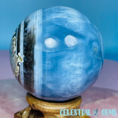 Owhyee Blue Opal with Moss Agate Medium Sphere