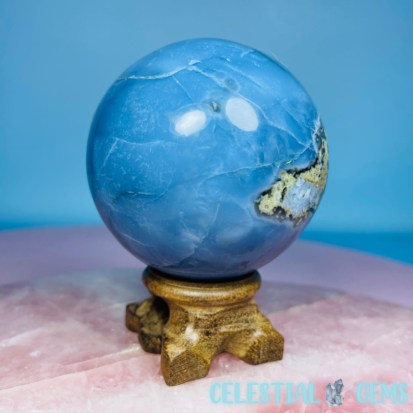 Owhyee Blue Opal with Moss Agate Large Sphere