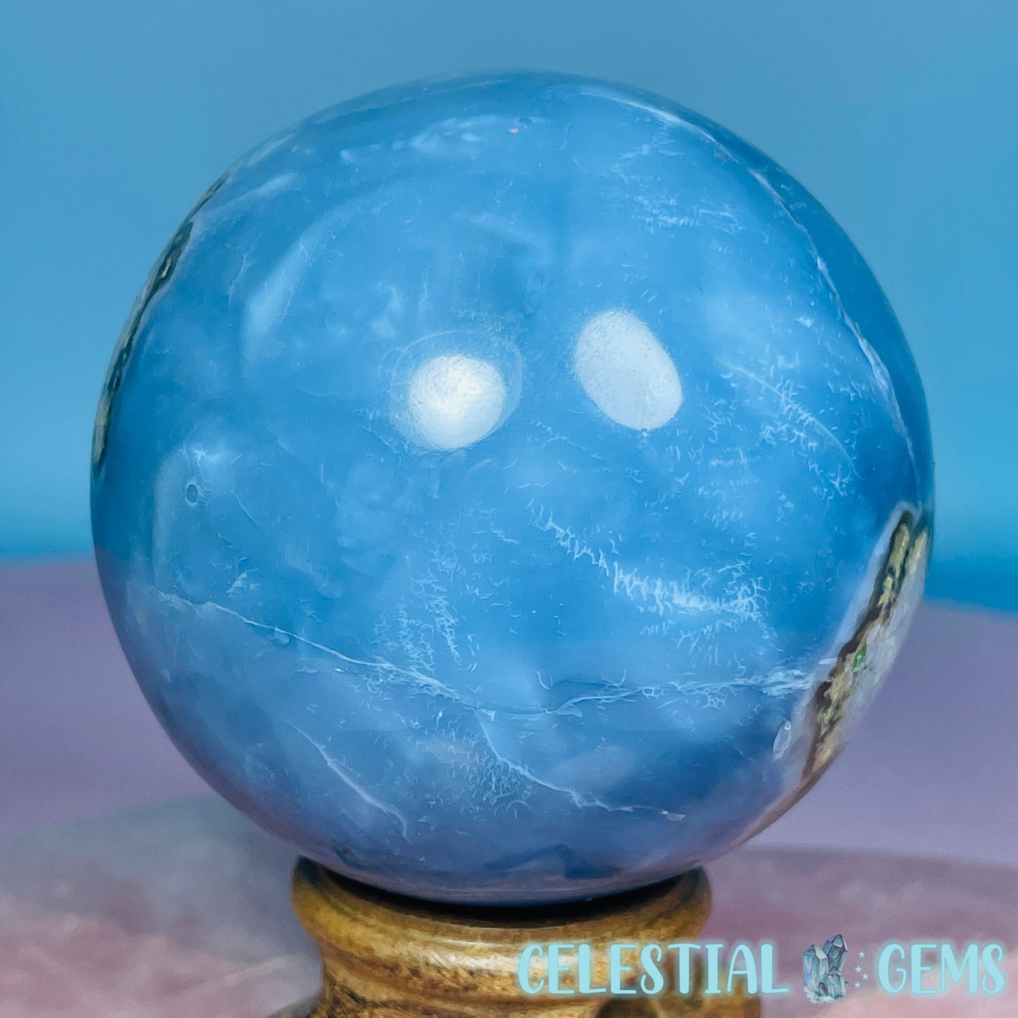 Owhyee Blue Opal with Moss Agate Large Sphere