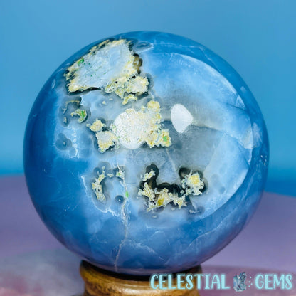 Owhyee Blue Opal with Moss Agate Large Sphere
