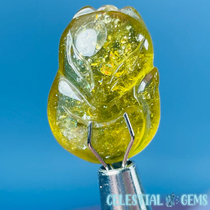 High Grade Yellow Dravite Tourmaline Fox Mini Carving in Specimen Pottle (Video)