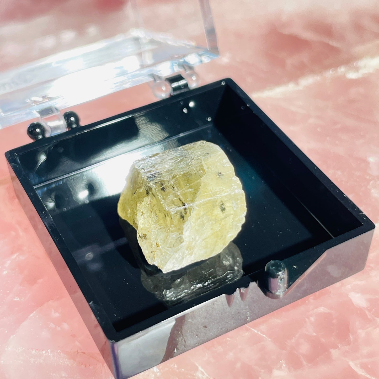Yellow Scapolite Crystal Specimen in Box