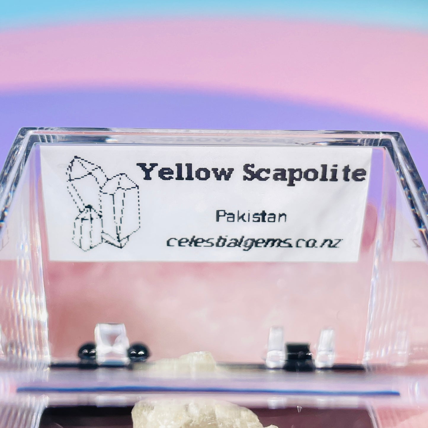 Yellow Scapolite Crystal Specimen in Box