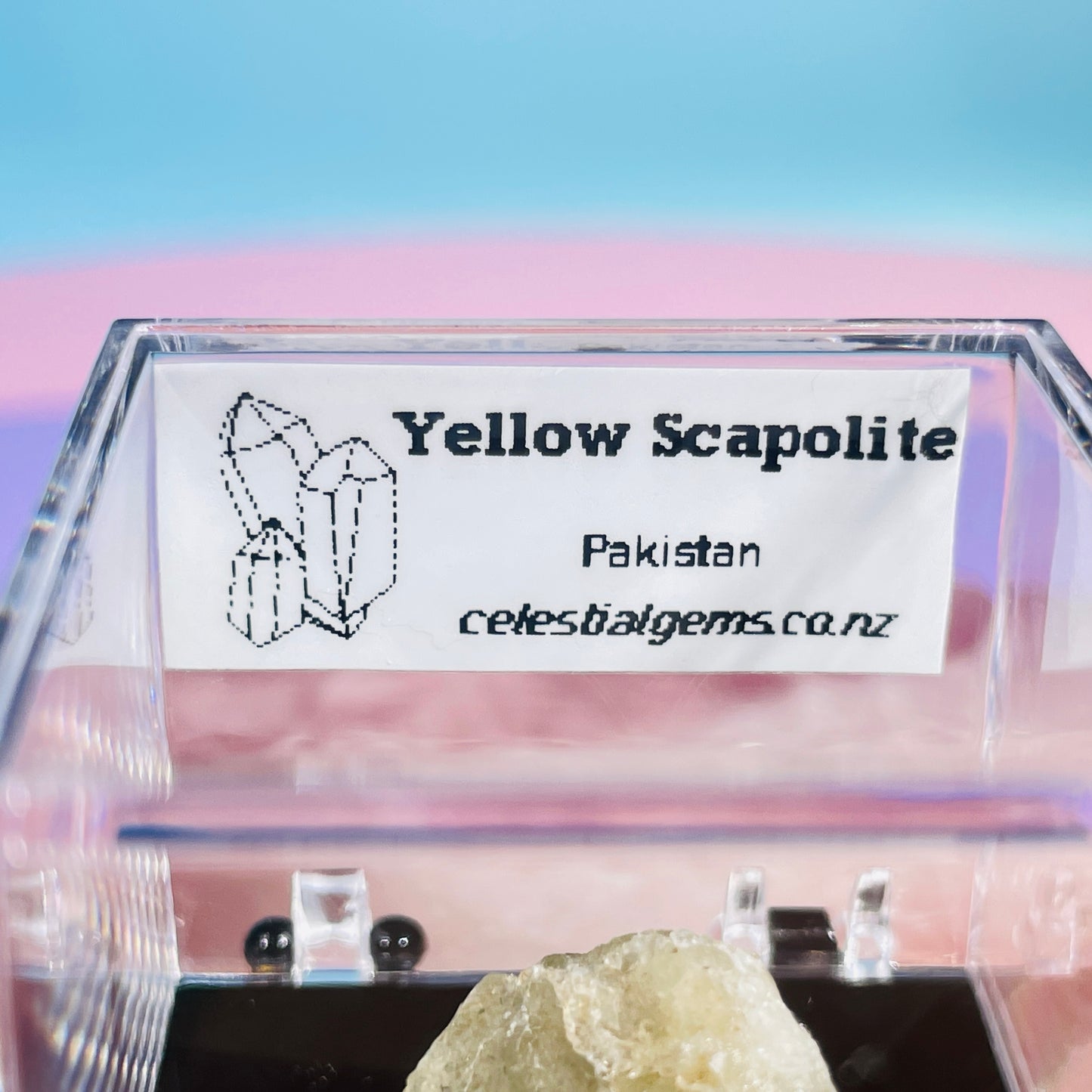 Yellow Scapolite Crystal Specimen in Box