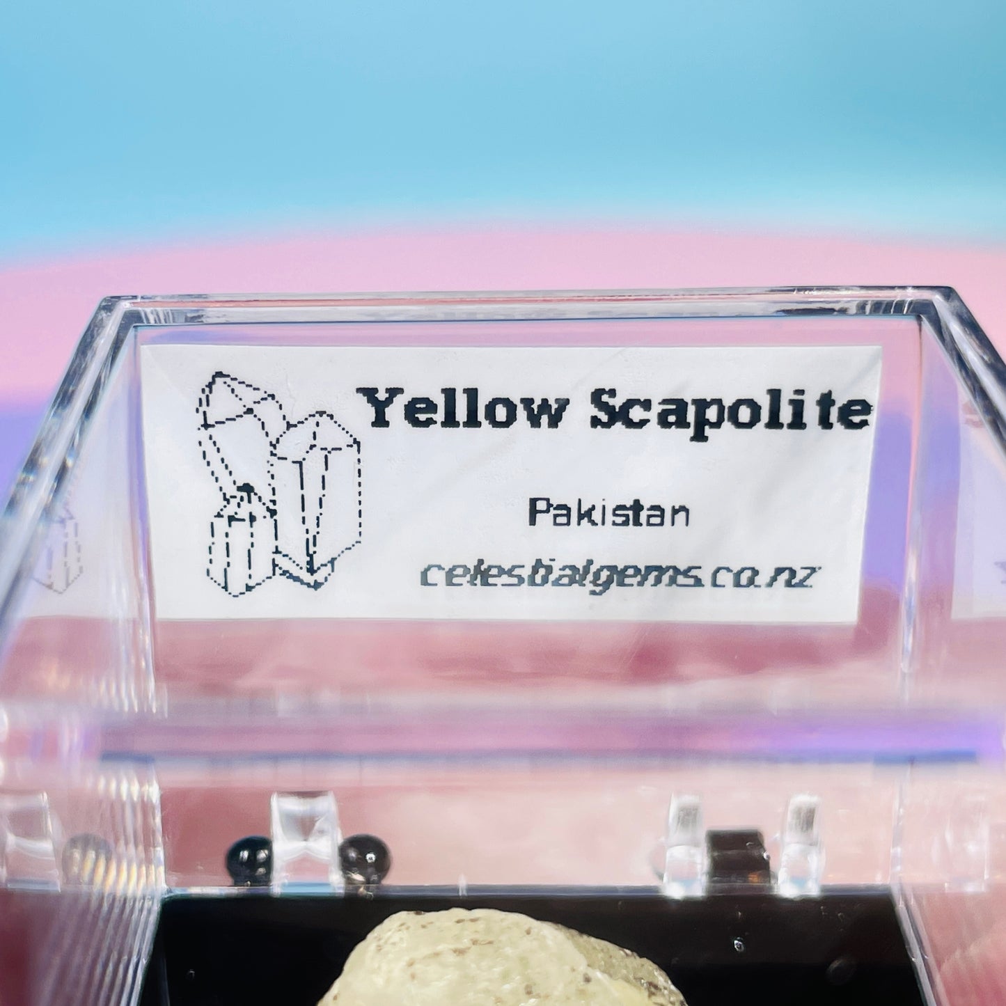 Yellow Scapolite Crystal Specimen in Box