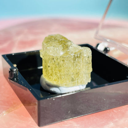 Yellow Scapolite Crystal Specimen in Box