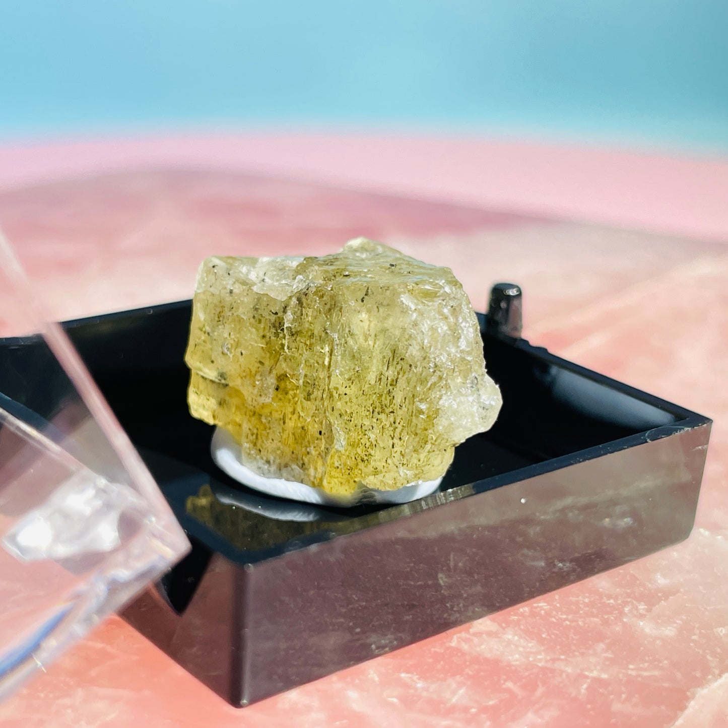Yellow Scapolite Crystal Specimen in Box