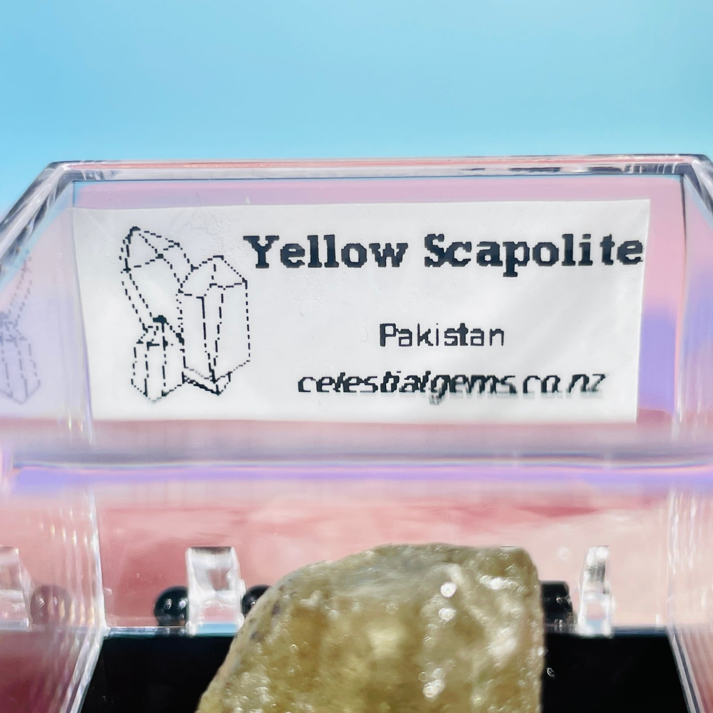 Yellow Scapolite Crystal Specimen in Box