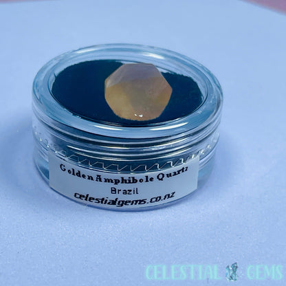 Golden Amphibole Quartz Faceted Mini Gemstone in Specimen Pottle (Video)