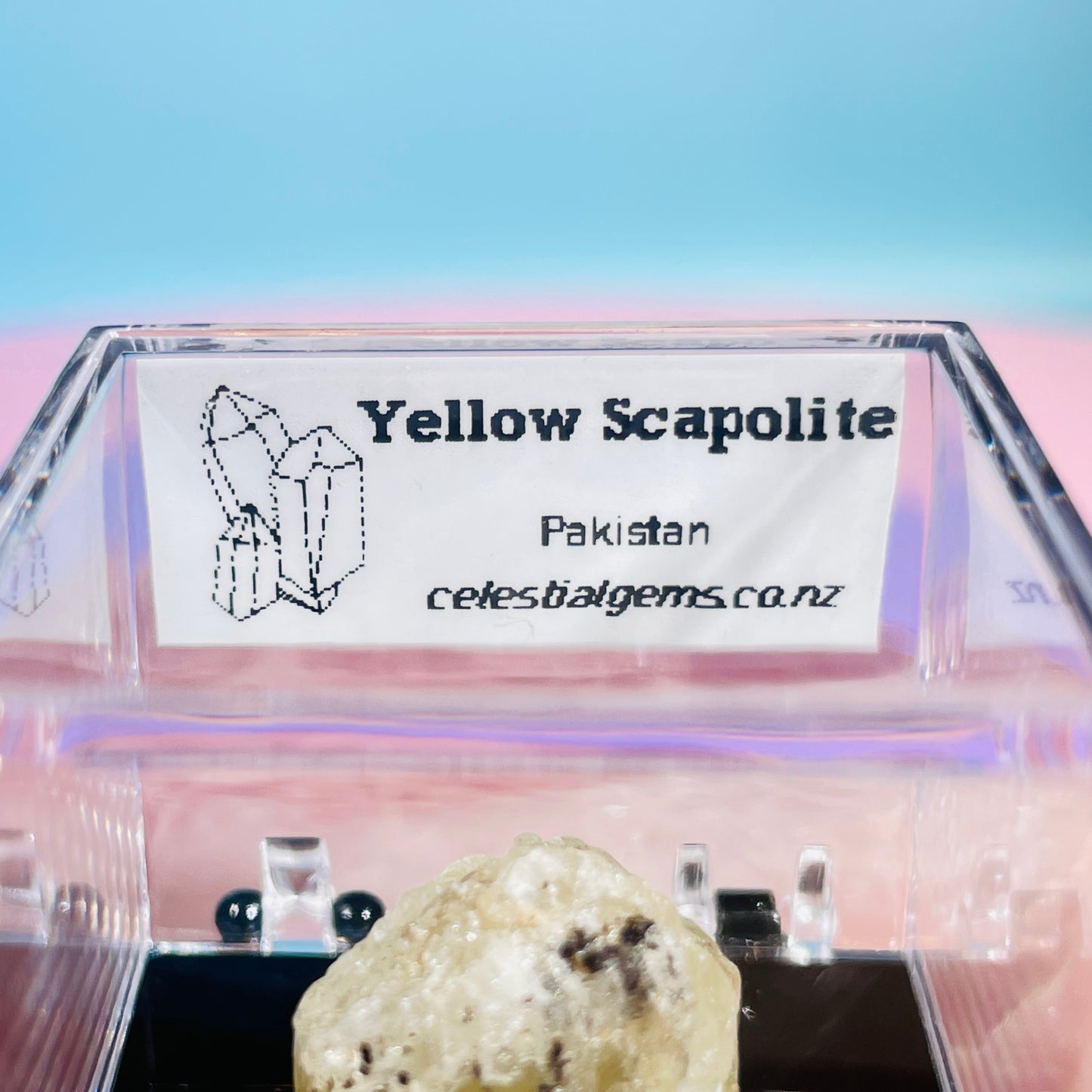 Yellow Scapolite Crystal Specimen in Box