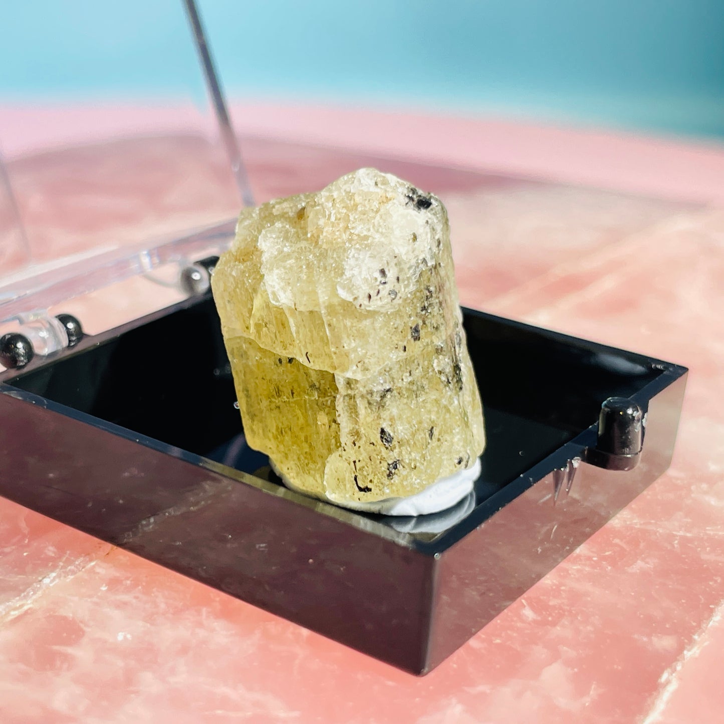 Yellow Scapolite Crystal Specimen in Box