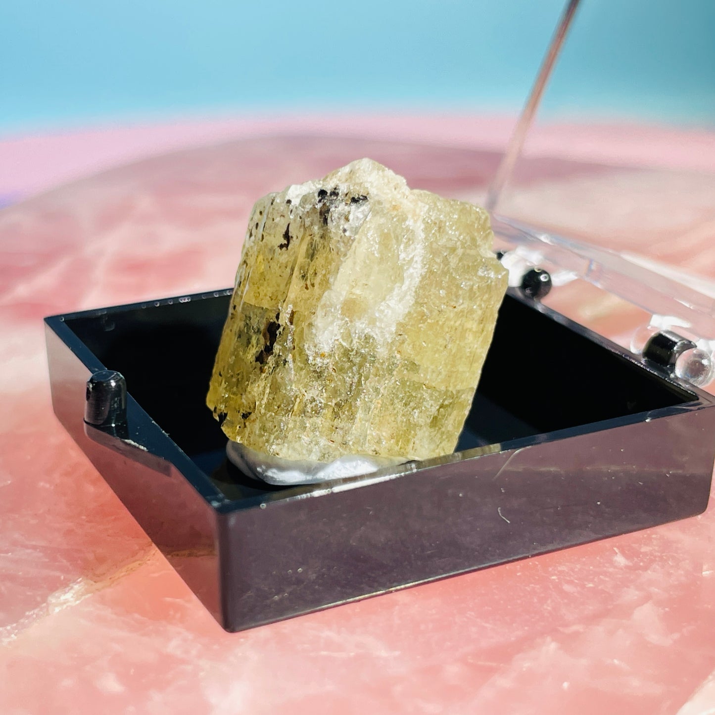 Yellow Scapolite Crystal Specimen in Box