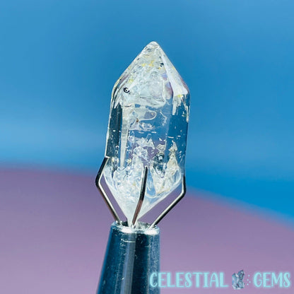 Petroleum Enhydro Quartz Mini Point in Specimen Pottle (Video)