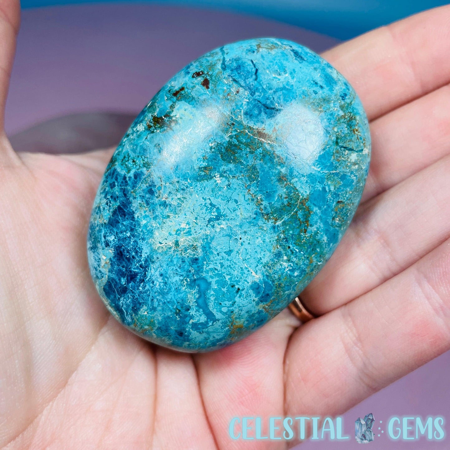 Chrysocolla + Shattuckite Palmstone