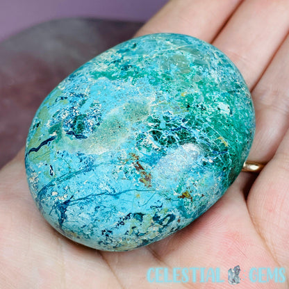 Chrysocolla, Shattuckite, Malachite + Dioptase Palmstone