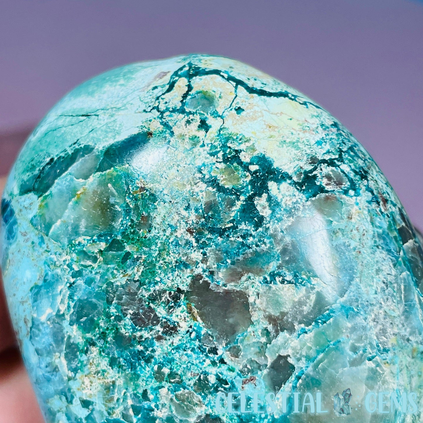 Chrysocolla, Shattuckite + Dioptase Palmstone