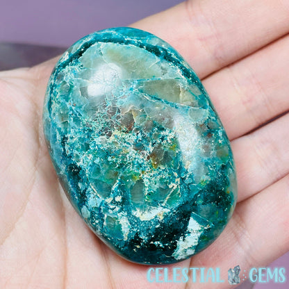 Chrysocolla, Shattuckite, Quartz + Dioptase Palmstone