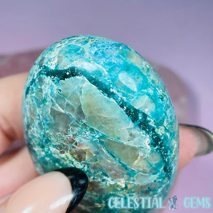 Chrysocolla, Shattuckite, Quartz + Dioptase Palmstone