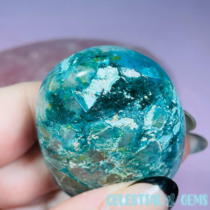 Chrysocolla, Shattuckite, Quartz + Dioptase Palmstone