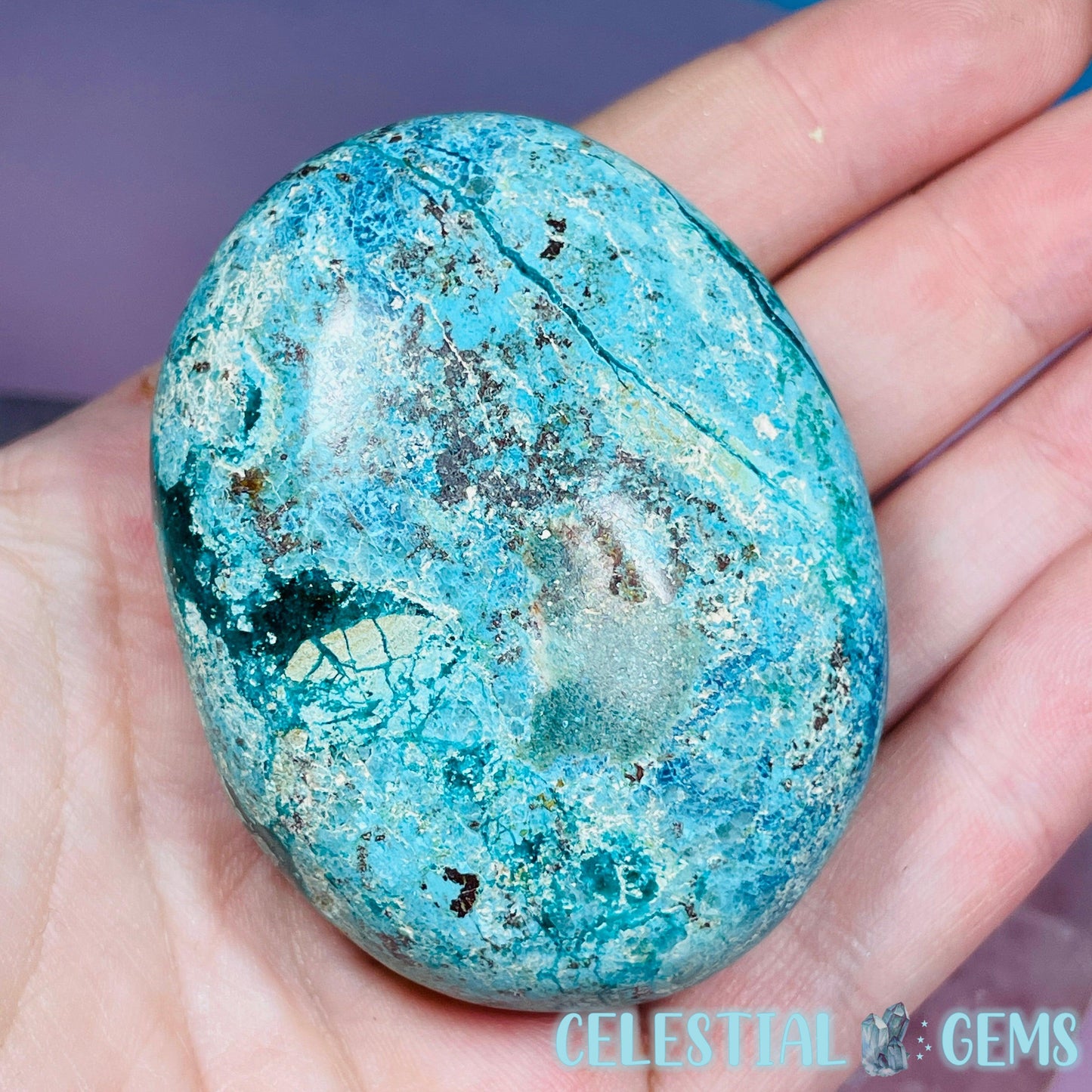 Chrysocolla, Shattuckite + Dioptase Palmstone