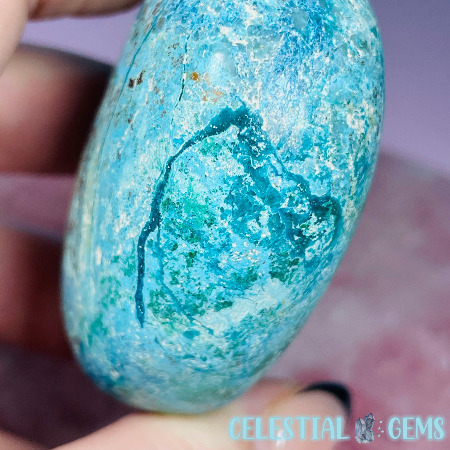 Chrysocolla, Shattuckite + Dioptase Palmstone