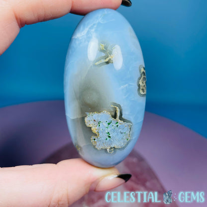 Owhyee Blue Opal with Moss Agate Oval Shiva Lingam Stone