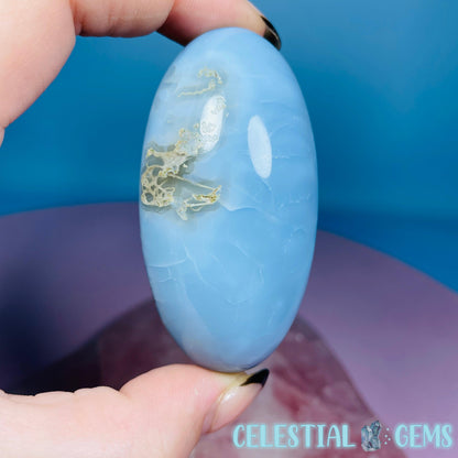 Owhyee Blue Opal with Moss Agate Oval Shiva Lingam Stone
