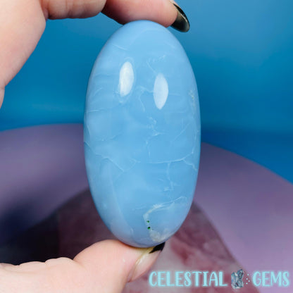 Owhyee Blue Opal with Moss Agate Oval Shiva Lingam Stone