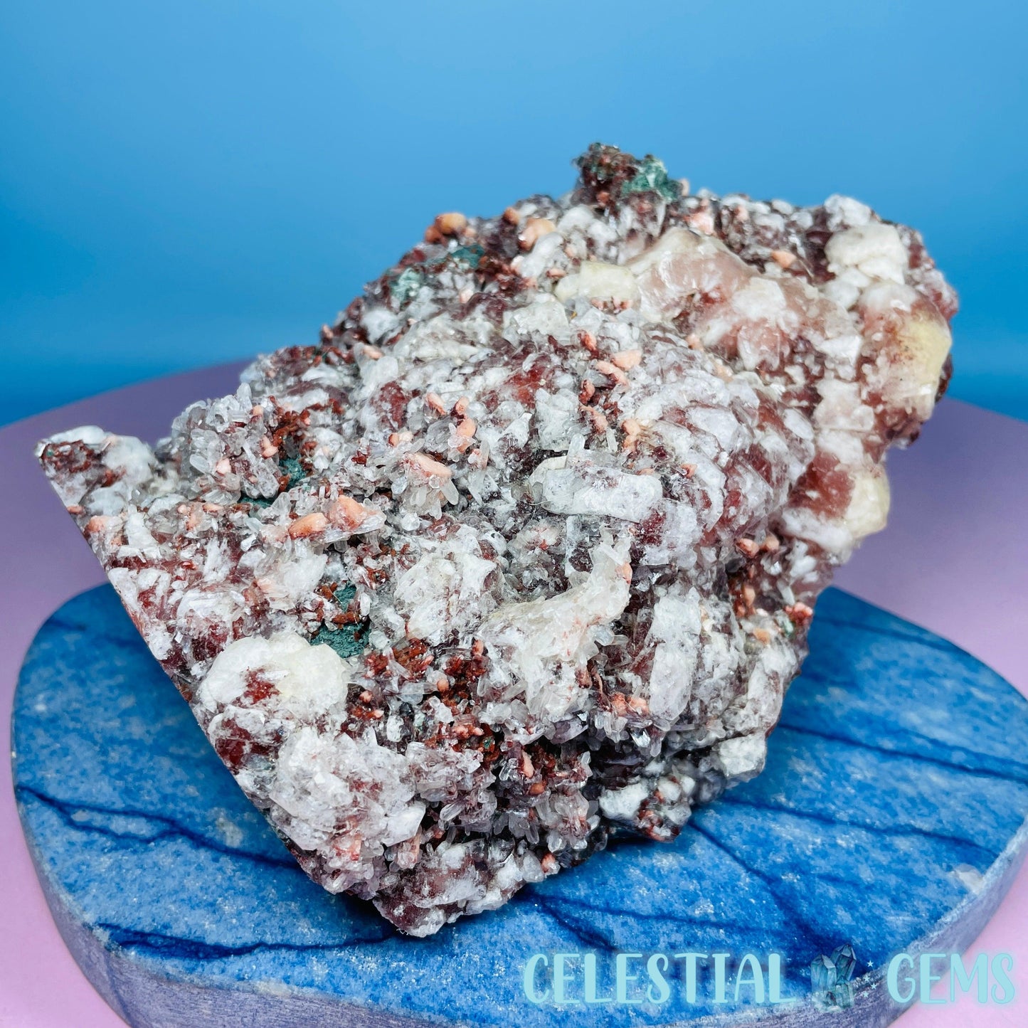 Red Apophyllite + Heulandite + Celadonite Large Cluster