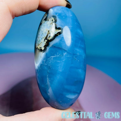Owhyee Blue Opal with Moss Agate Oval Shiva Lingam Stone