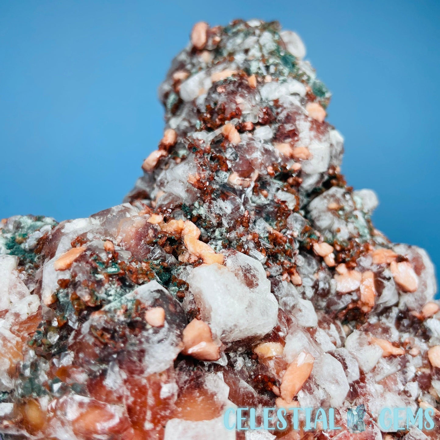 Red Apophyllite + Heulandite + Celadonite Large Cluster