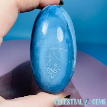 Owhyee Blue Opal with Moss Agate Oval Shiva Lingam Stone