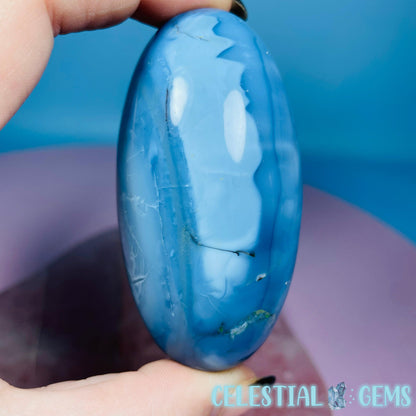 Owhyee Blue Opal with Moss Agate Oval Shiva Lingam Stone