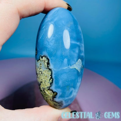 Owhyee Blue Opal with Moss Agate Oval Shiva Lingam Stone
