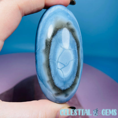 Owhyee Blue Opal with Moss Agate Oval Shiva Lingam Stone