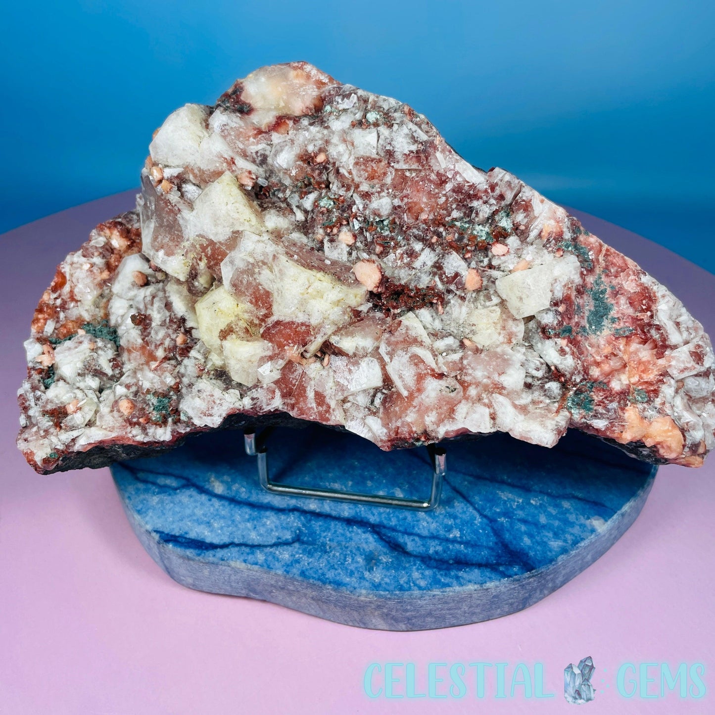 Red Apophyllite + Heulandite + Celadonite Medium Cluster